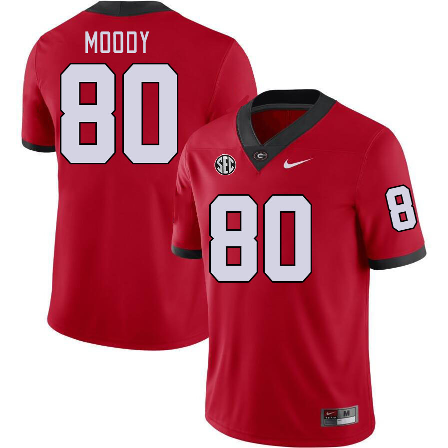 Men #80 Brandon Moody Georgia Bulldogs College Football Jerseys Stitched-Red